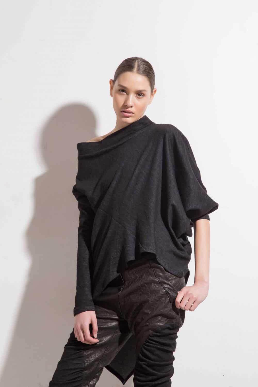 Asymmetric woolen blouse YOANA