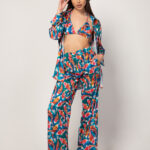 Дамски панталон от сатен - Gold fish