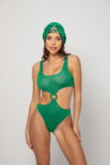 Дамски цял бански в тревисто зелено - 3304