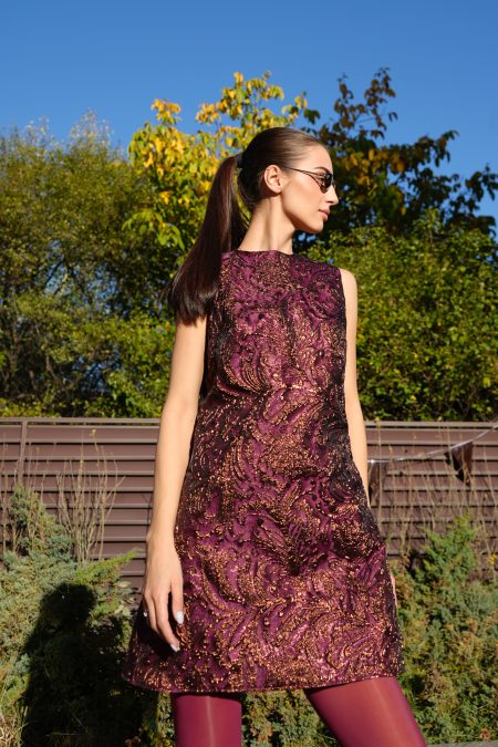 Красива дамска рокля от тафта- 3629