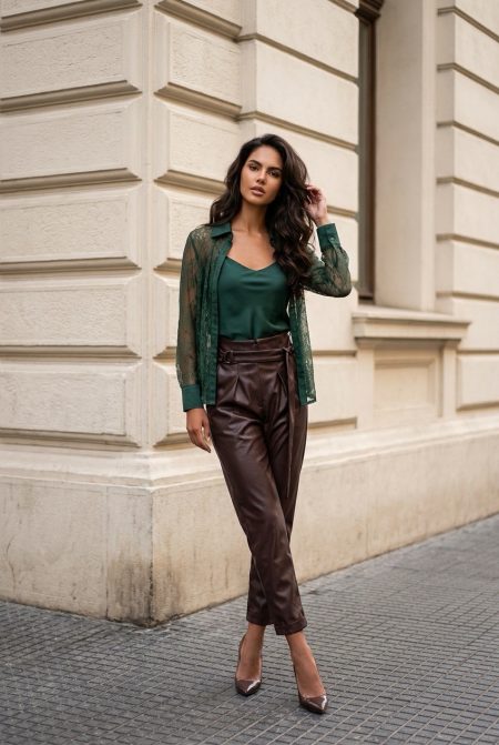 Beautiful eco-leather trousers - 3642