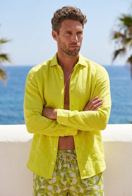 Мъжка риза лен - 3913 ''Lime Breeze Linen Shirt''